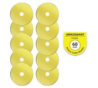 AMASEWART 60mm Titanium Coated Rotary Cutter Blades Fits Fiskars Olfa, Replacement Rotary Blade for Fabric, Quilting, Sewing and Arts & Crafts, Pack of 10