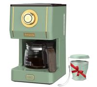 Amaste Drip Coffee Maker, Coffee Machine with 25 Oz Glass Coffee Pot, Retro Style Coffee Maker with Reusable Filter & Three Brewing Modes, Collapsible Silicone Coffee Cup,Warming Plate, Matcha Green