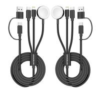 Amasuki 2Pack Black 3 in 2 USB C Charger for Apple Watch Phone Charger USB Multi Charger Cable Compatible with Watch Ultra/SE/11/10/9/8/7/6/5/4/3/2/1 & Phone 17/16/15/14/13/12/11/Galaxy S23-4FT