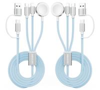 Amasuki 2Pack Blue 3 in 2 USB C Cable for Watch Charger Phone Charger USB C Multi Charger Cable Compatible with Watch Ultra/SE/11/10/9/8/7/6/5/4/3/2/1 & Phone 17/16/15/14/13/12/11/Galaxy S23-4FT