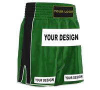 Amata Boxing Customized Muay Thai Shorts Custom Kickboxing Gear Men Women Kids Adult Boy Girl, Green, Small