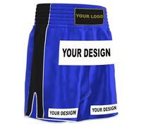 Amata Boxing Customized Muay Thai Shorts Custom Kickboxing Gear Men Women Kids Adult Boy Girl, Light Blue, Large