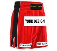 Amata Boxing Customized Muay Thai Shorts Custom Kickboxing Gear Men Women Kids Adult Boy Girl, Red, Large
