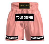 Amata Boxing Style 1 Customized Muay Thai Shorts Custom Fight Clothing MMA Gear Kick Outfit Men Women Kids Adult Boy Girl, Pink Beige, Small