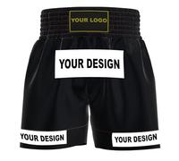 Amata Boxing Style 1 Customized Muay Thai Shorts Custom Fight Clothing MMA Gear Kick Outfit Men Women Kids Adult Boy Girl, Black, XX-Small
