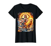 Amaterasu Sun Goddess Vintage Art Value Graphic T-Shirt, Women, Black, L