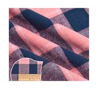 AMateschitz Checked Cotton Fabric Tartan Fabric Made of 100% Cotton Checked Pattern Cotton Cloth Christmas Plaid Fabric Packages Patchwork Squares Sold by the Metre for Sewing Quilt DIY Blue Pink 1 m