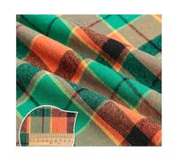AMateschitz Checked Cotton Fabric Tartan Fabric Made of 100% Cotton Checked Pattern Cotton Cloth Christmas Plaid Fabric Packages Patchwork Squares Sold by the Metre for Sewing Quilt DIY Orange Green 1