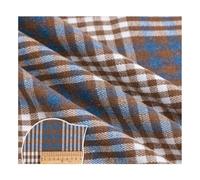 AMateschitz Checked Cotton Fabric Tartan Fabric Made of 100% Cotton Checked Pattern Cotton Cloth Christmas Plaid Fabric Packages Patchwork Squares Sold by the Metre for Sewing Quilt DIY Blue Brown 1 m