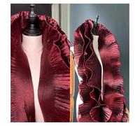 AMateschitz Pleated Lace Fabric Shiny Ruffle Fabric Organza Pleated Tulle Ruffle Trim Lace Trim with Ruffle Ribbon for DIY Crafts Sewing Wedding Dress Burgundy Red 2 Yard