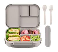 Amathley Lunch Box Kids,Bento Box Adult,Leakproof Lunch Containers for Adults/Kids/Toddler,1200ML-4 Compartments Bento Boxes with Utensil,Microwave & Dishwasher & Freezer Safe (White)