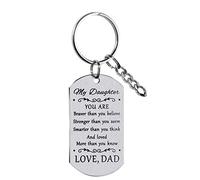AMATOLOVE Gifts to My Daughter from Dad Inspirational Keyring with Inspiring Quotes Stainless Steel Keyrings for Girls