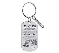 AMATOLOVE Gifts to My Son Gifts from Dad Inspirational Keyring with Inspiring Quotes Stainless Steel Keyrings for Boys