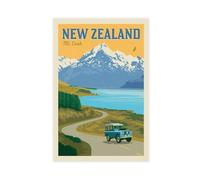 AMATWI New Zealand Mount Cook Vintage Retro Travel Poster Canvas Poster Wall Art Decor Print Picture Paintings for Living Room Bedroom Decoration Unframe-style 16x24inch(40x60cm)