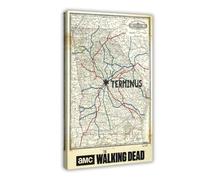 AMATWI The Walking Dead Terminus Map Poster Canvas Poster Bedroom Decor Sports Landscape Office Room Decor Gift Frame-style 08x12inch(20x30cm)