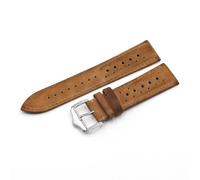 AMAUPCKCA 18mm 20mm 22mm 24mm Vintage Handmade Discoloration Genuine Leather Watch Strap Black Blue Brown Gray Watchbands For Men's Watch(Orange-Yellow,24mm)