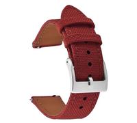 AMAUPCKCA 18mm 20mm 22mm Nylon Fabric And Backside Leather Watch Strap Soft Quick Release Watch Bands For Men Women(Red-Silver Buckle,20mm)