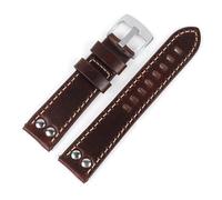 AMAUPCKCA 20mm 22mm Vintage Genuine Leather Watchband With Rivet Watch Strap Replacement Silver Carving Strap Watch Accessories For Men(Coffee,20mm)
