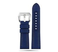AMAUPCKCA 24mm 26mm Nylon Canvas Leather Watch Strap For Panerai 00984 985 For Luminor Accessories Bracelet Black Blue Watch Strap(Blue gl sk,26mm)