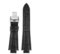 AMAUPCKCA 24x14mm Convex End Genuine Leather Watchband 1853 For Tissot T60 Strap L875/975K Men Women Watch Belt Butterfly Clasp Bracelet(Black B SK)