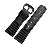 AMAUPCKCA 28mm Genuine Leather With Stitches Wrist Watchband Loops For Sevenfriday P3B/01 S2/01 Men Watch Strap(Black,28mm Black button)
