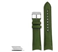 AMAUPCKCA Curved End Watchband For Omega Seamaster 300 Watchband Nylon Canvas Wrist Bracelet For Seiko For Water Ghost Straps 20mm 22mm(Green silver clasp,22mm)