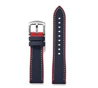 AMAUPCKCA FKM Nylon Sailcloth Watch Strap 18mm 20mm 22mm 24mm Quick Release For Omega X For Swatch MoonSwatch For Seiko Men Women(Blue Red,24mm)