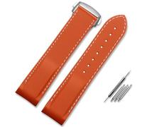 AMAUPCKCA For Omega Seamaster 300 Speedmaster Strap Brand Watchband Blue Black Orange 20mm 22mm Curved End Rubber Silicone Watch Bands(Orange white silver,20mm)