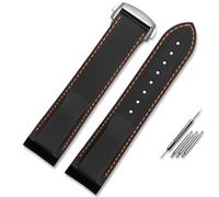AMAUPCKCA For Omega Seamaster 300 Speedmaster Strap Brand Watchband Blue Black Orange 20mm 22mm Curved End Rubber Silicone Watch Bands(Black orange silver,20mm)