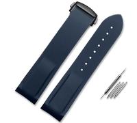 AMAUPCKCA For Omega Seamaster 300 Speedmaster Strap Brand Watchband Blue Black Orange 20mm 22mm Curved End Rubber Silicone Watch Bands(Blue black clasp,20mm)