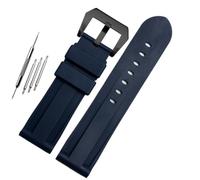 AMAUPCKCA For Panerai Diesel Watchband 22mm 24mm 26mm Black Blue Camouflage Green Watch Band Waterproof Silicone Strap With Steel Clasp(Blue black clasp,22mm)