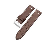 AMAUPCKCA Genuine Leather Watch Strap For Hamilton Khaki Aviation Field Navy H70595593 H77616533 Watchband Men 20 22mm Wristband Bracelet(Brown whitesilver,22mm)