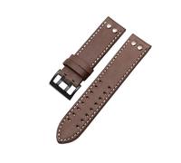 AMAUPCKCA Genuine Leather Watch Strap For Hamilton Khaki Aviation Field Navy H70595593 H77616533 Watchband Men 20 22mm Wristband Bracelet(Brown white black,22mm)