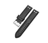 AMAUPCKCA Genuine Leather Watch Strap For Hamilton Khaki Aviation Field Navy H70595593 H77616533 Watchband Men 20 22mm Wristband Bracelet(Black silver,20mm)