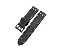 AMAUPCKCA Genuine Leather Watch Strap For Hamilton Khaki Aviation Field Navy H70595593 H77616533 Watchband Men 20 22mm Wristband Bracelet(Black white black,22mm)