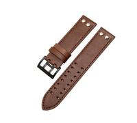 AMAUPCKCA Genuine Leather Watch Strap For Hamilton Khaki Aviation Field Navy H70595593 H77616533 Watchband Men 20 22mm Wristband Bracelet(Brown black,20mm)