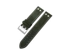 AMAUPCKCA Genuine Leather Watch Strap For Hamilton Khaki Aviation Field Navy H70595593 H77616533 Watchband Men 20 22mm Wristband Bracelet(Green white silver,20mm)