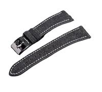 AMAUPCKCA Handmade Denim Leather Watch Strap 18MM 19MM 20MM 21MM 22MM Blue Green Brown Soft QuickRelease Bracelet(Black,20mm)