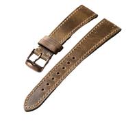 AMAUPCKCA Handmade Layer Cowhide Strap, 18, 19, 20, 21, 22 Mm, Light Brown Leather, Suitable For Antique Watches, Vintage Style Watchband(Rose Gold Buckle,18mm)
