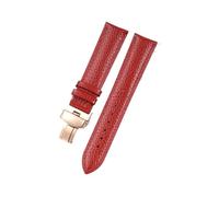 AMAUPCKCA Litchi Pattern Soft Leather Strap For C-artier Omega Casio Fossile orange green18 19 20mm 22mm Watchband Accessories Bracelet(Red-rose,13mm)