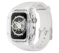 AMAUPCKCA Luxury Metal Modification Kit For Apple Watch Series 9 8 7 45mm 6 5 4 SE 44mm Rubber Band IWatch Refit Mod Kit Bezel Case Band(Starligh Transparent,45mm)