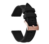 AMAUPCKCA Porous Breathable 18mm 20mm 22mm Silicone Watch Strap Quick Release Soft Adjustable Sport Watch Bands Waterproof Wristband(BlackBlack-Buckle 4,22mm)