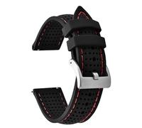 AMAUPCKCA Porous Breathable 18mm 20mm 22mm Silicone Watch Strap Quick Release Soft Adjustable Sport Watch Bands Waterproof Wristband(BlackRed-Buckle 1,22mm)
