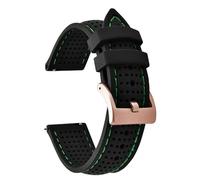 AMAUPCKCA Porous Breathable 18mm 20mm 22mm Silicone Watch Strap Quick Release Soft Adjustable Sport Watch Bands Waterproof Wristband(BlackGreen-Buckle 4,22mm)