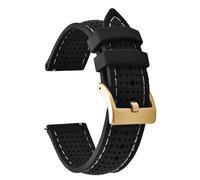 AMAUPCKCA Porous Breathable 18mm 20mm 22mm Silicone Watch Strap Quick Release Soft Adjustable Sport Watch Bands Waterproof Wristband(BlackWhite-Buckle 3,20mm)