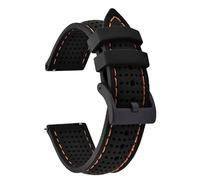 AMAUPCKCA Porous Breathable 18mm 20mm 22mm Silicone Watch Strap Quick Release Soft Adjustable Sport Watch Bands Waterproof Wristband(BlackOrange-Buckle2,20mm)