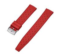 AMAUPCKCA Premium Grade Fluororubber Tropical Watch Strap 18mm 20mm 22mm 24mm For S-eiko SRP777J1 FKM Watch Bands For Men's Diving Watches(Red Silver,20mm)