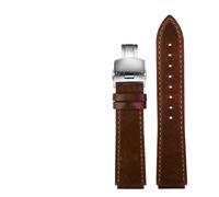 AMAUPCKCA Retro Genuine Leather Watchband For Casio A158W A168 / F91w / AE-1200WHD/A158/A159/A169/AE1200 Vintage Watch Bracelet Strap(Brown Silver)