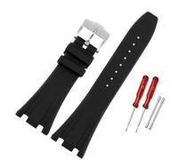 AMAUPCKCA Rubber Watchband For AP 15400 26470 15703 Watch Strap Black Soft Silicone Diving Bracelet Wrist Band 26mm 27 28mm(Black pin silver,27mm)