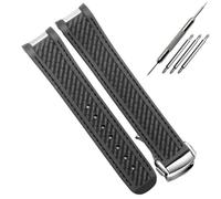 AMAUPCKCA Rubber Watchband For Omega AT150 Seamaster 300 AQUA TERRA Diving Watches Straps Black Blue Silicone Watch Strap 20mm Bracelet(Black silver)